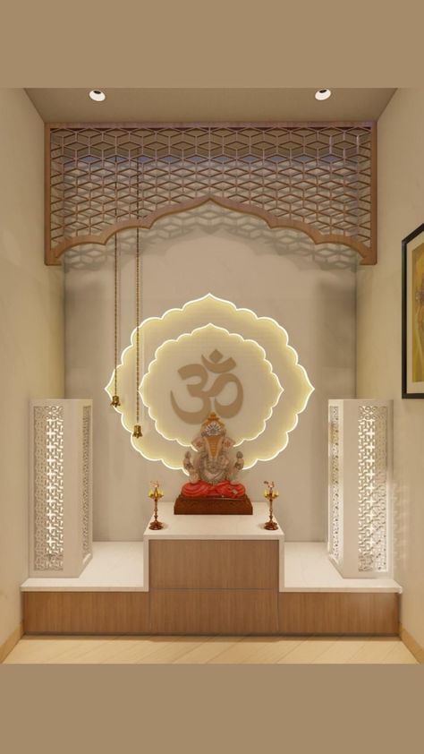 Mandir False Ceiling, Puja Room Design Indian Modern, Pooja Room Ideas Indian Modern, Puja Room Design Indian, Puja Design, Pooja Room Ideas Indian, Dev Ghar, Room References, Mandir Ideas