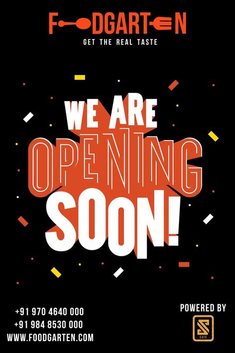 Soon To Open Poster, Open Soon Poster, Restaurant Now Open Poster Design, Opening Soon Design Poster, Opening Store Poster Design, Graphic Design Announcement, New Store Opening Instagram Post, New Store Opening Poster Graphic Design, Opening Poster Design Ideas