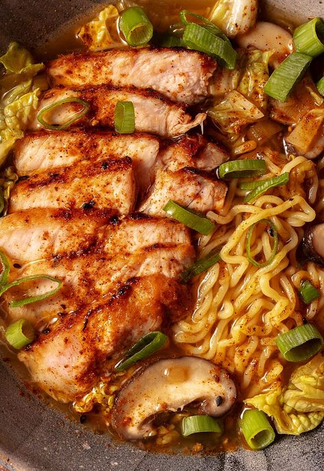 Pork Broth Ramen, Ramen Bowl Recipe Pork, Pork Noodle Soup Recipes, Pork Chop Ramen, Pork Loin Ramen, Cabbage And Pork Recipes, Pork Ramen Noodle Recipes, Pork For Ramen, Cabbage Ramen