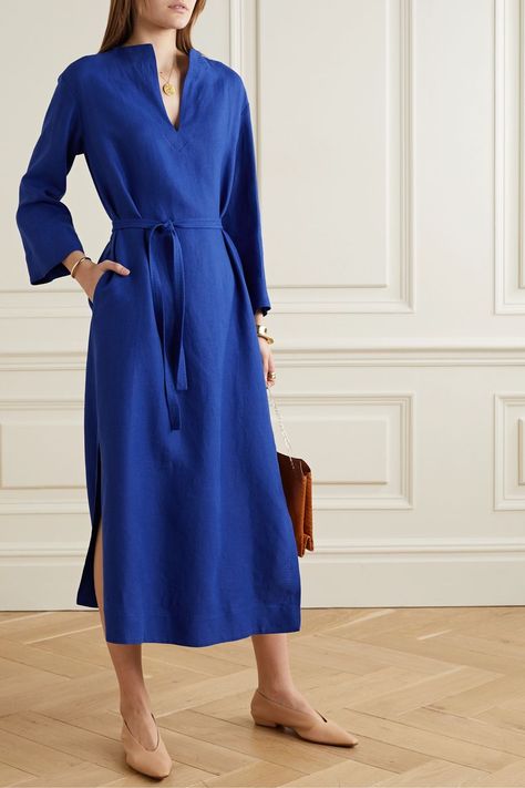 Simply Dresses, Designer Midi Dresses, Silk Dresses, Royal Blue Dress, Johanna Ortiz, Luxury Linen, Loro Piana, Designer Gowns, Office Outfits