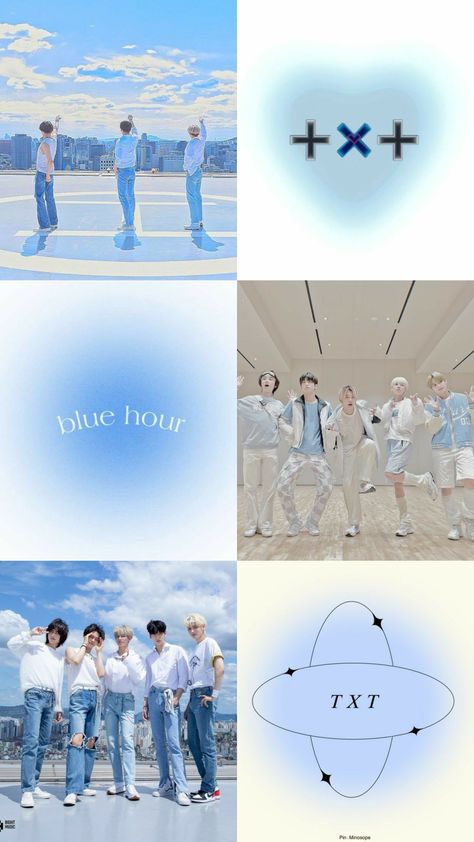 Txt Wallpaper, Kpop Backgrounds, Pastel Poster, Moa Collection, Light Blue Aesthetic, Blue Aesthetic Pastel, Blue Mosaic, Funny Kpop Memes, Neon Wallpaper