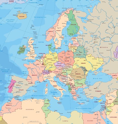 Map of Europe - Countries Map Of European Countries, Maps Aesthetic, Running Medal, Map Of Europe, European Map, Europe Countries, Asia Map, Earth Map, Australia Map