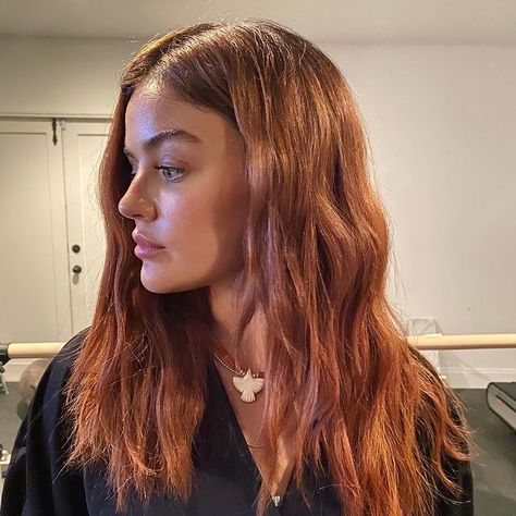 Red Copper Brown Hair, Face App Celebrities Mixed, Lucy Hale Hair, Copper Brown Hair, Hair Inspired, Face App, Female Power, Copper Brown, Red Copper