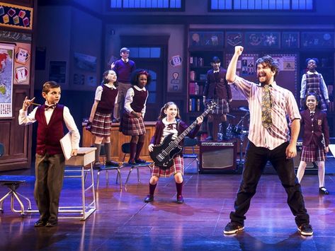 Photo 2 of 11 | Alex Brightman as Dewey Finn, Dante Melucci as Freddy and Evie Dolan as Katie in School of Rock. | School of Rock: Show Photos | Broadway.com School Of Rock Broadway, Dewey Finn, School Of Rock Musical, Alex Brightman, New York Broadway, Theatre Problems, Musical Theatre Broadway, School Of Rock, Fourth Wall