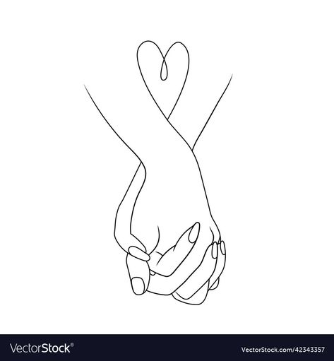 Couple Drawing Line Art, Doodle Love Couple, Holding Hands Line Drawing, Hand Holding Drawing Couple, Wedding Couple Line Art, Holding Hands Tattoo Design, Couple Hand Drawing, Line Art Hands Holding, Holding Hands Outline