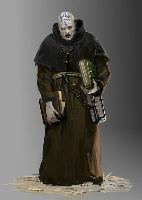 ArtStation - Dark Fantasy, Juan Miguel López Barea Evil Monk Dnd, Cultist Fantasy Art, Fantasy Cultist, Cultist Character Design, Heroic Fantasy, World Of Darkness, Call Of Cthulhu, Fantasy Monster, Warhammer Fantasy