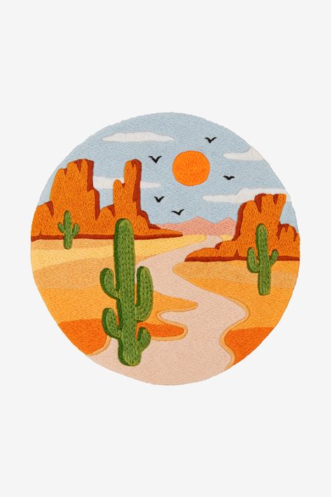 Desert Canyon - DMC Desert Canyon, Dmc Embroidery, Embroidery Template, Embroidery Transfers, Art Earrings, Needlepoint Patterns, Embroidery Patterns Free, Embroidery Needles, Needlepoint Kits