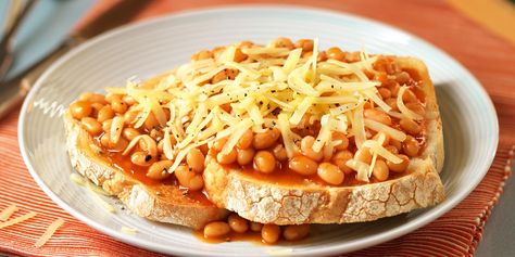 Beans and cheese on toast Cheese Calories, Baked Beans On Toast, Heinz Baked Beans, Cheddar Recipes, Cheese On Toast, Beans On Toast, Toast Toppings, Cheese Toast, On Toast