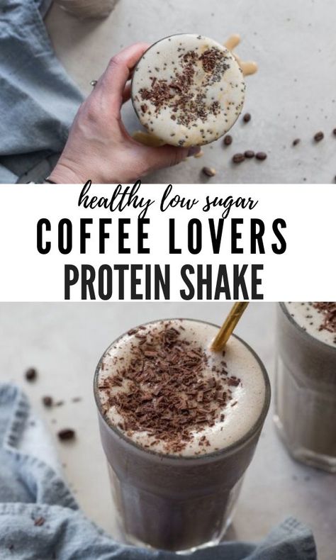 High protein, low sugar protein shake is a coffee lover's dream. Gluten free, vegan coffee shake recipe. Only 4 ingredients- no cream!! Easy to make for an afternoon pick me up. #proteinshake #coffee #highproteinrecipe #lowsugarrecipe #healthy Coffee Shake Recipe, Low Sugar Protein Shakes, Protein Shake Recipe, Best Protein Shakes, Coffee Protein Shake, Vegan Coffee, Coffee Shake, Protein Coffee, Protein Powder Recipes