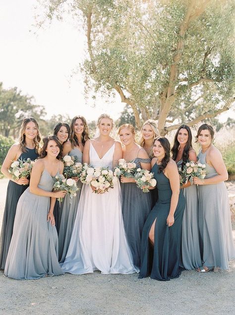 Jenny Yoo Bridesmaid Blue, Ombre Blue Bridesmaid Dresses, Bridesmaid Dresses Different Blues, Blue Bridemaid Dresses, Shades Of Blue Bridesmaid Dresses, Ombre Bridesmaid Dresses, Bridesmaid Dresses Ideas, Jenny Yoo Bridesmaid, Beach Wedding Gown