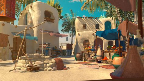 ArtStation - Desert Market, Lisandre Thériault-Brunet Ancient Market Concept Art, Desert Market, Arabian Market, Sun And Sky, Desert City, Desert Town, Desert Environment, Location Inspiration, Fantasy Setting