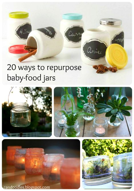 Repurpose: Baby-Food-Jar craziness... | the ReFab Diaries Baby Jar Crafts, Magnetic Spice Jars, Baby Jars, Baby Food Jar Crafts, Food Jars, Baby Food Jars, Jar Ideas, Food Jar, Mason Jar Crafts