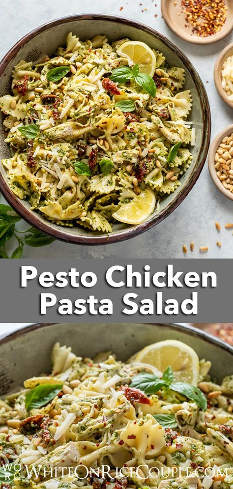 Chicken Pesto Pasta Easy, Homemade Pesto Chicken Pasta, Chicken Pesto Pasta Salad Recipes, Cold Chicken Pesto Pasta Salad, Pesto Chicken Pasta Salad, Easy Pesto Chicken, Chicken Pesto Pasta Salad, Chicken Pesto Pasta, Chicken Pasta Salad Recipes