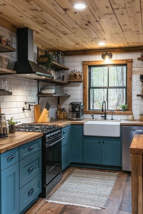 20 Small Cabin Interior Ideas For A Cozy Haven Kitchen Remodel Cabin, Small Wooden Cabin Interiors, Cabin Remodel On A Budget, Vermont Cabin Interior, Small Mountain Cottage Interior, Old Small House Interior, Cozy Lake House Interior, Maine Cabin Interior, Tiny Home Cabin Interior