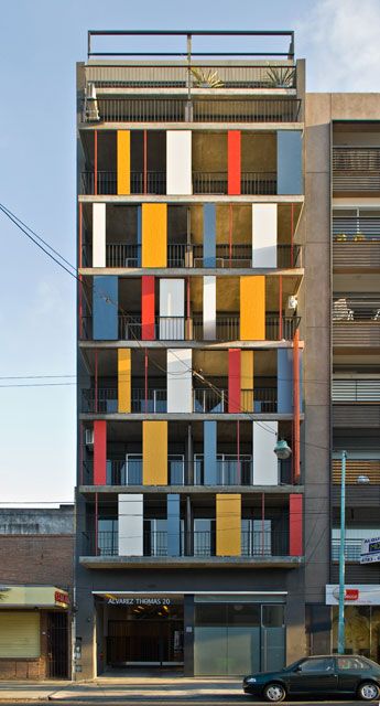 School Facade, Tiles Facade, Residence Elevation, Container Van, Corner Piece, Colour Architecture, Hotel Exterior, Modern Inspiration, Colourful Buildings