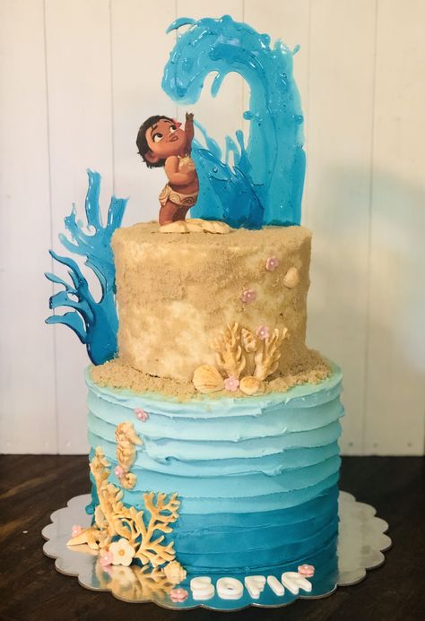 Moana Birthday Party Cake, Tort Harry Potter, Summer Birthday Cake, Moana Birthday Cake, Moana Birthday Party Theme, Moana Theme Birthday, Festa Moana Baby, Bolo Moana, Moana Cake