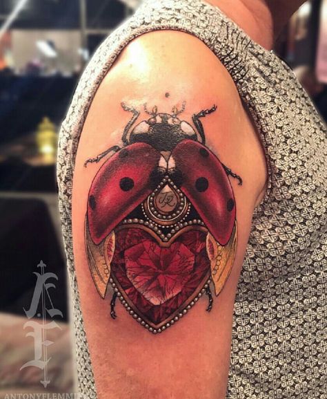 Savannah Tattoo, Girlfriend Tattoos, Abdomen Tattoo, Ladybug Tattoo, Gem Tattoo, Jewel Tattoo, Lady Bug Tattoo, Cool Wrist Tattoos