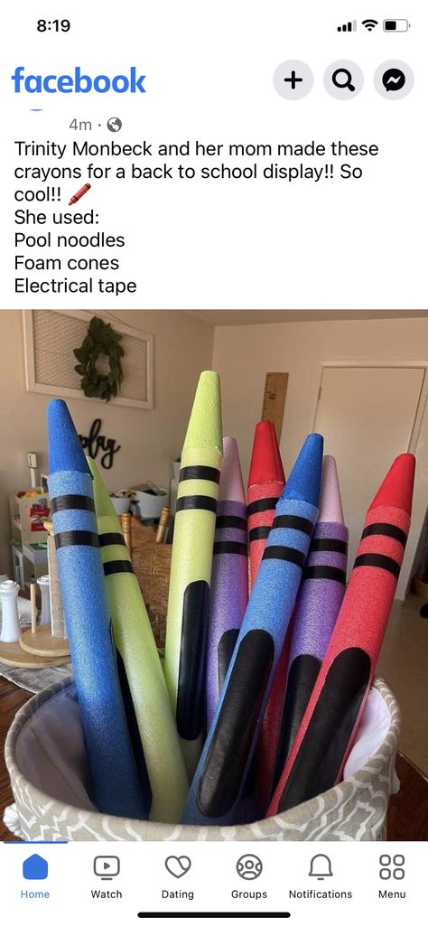 Pool Noodle Rainbow, Back To School Display, Crayon Decorations, Lifeway Vbs, School Display, Pool Noodle Crafts, Diy Crayons, Vbs Themes, Art Classroom Decor