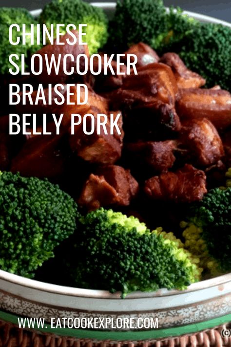 Slow Cooker Braised Pork Belly - Eat Cook Explore Slow Cooker Pork Belly Slices, Belly Pork Recipe Slow Cooker, Slow Cooker Pork Belly Recipes, Slow Cooker Duck Recipes, Slow Cooker Duck, Chinese Pork Belly Recipe, Slow Cooker Pork Belly, Pork Belly Strips, Belly Pork