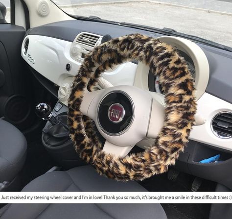 Fiat 500 interior Fuzzy Wheel Cover, Leopard Print Steering Wheel Cover, Cheetah Print Steering Wheel Cover, Leopard Car Interior, Leopard Car Accessories, Leopard Print Car Decor, Leopard Print Car Interior, Fiat 500 Interior, Car Led Lights Interiors