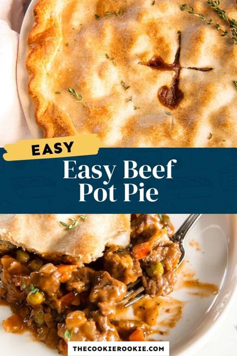 Easy Beef Pot Pie, Beef Stew Pot Pie, Beef Pie Recipe, Beef Pot Pie Recipe, Pot Pie Recipe Easy, Beef Pot Pie, Beef And Veggies, Veggie Pies, Beef Pot Pies