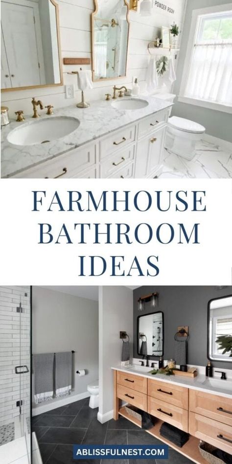 Modern Farmhouse Bathroom Accessories, Farmhouse Shiplap Bathroom, Farmhouse Bathroom Colors Scheme, Farmhouse Bathroom Fixtures, Cottage Bathrooms, Vintage Fixtures, Farmhouse Powder Room, Farmhouse Bathrooms, Farmhouse Shiplap