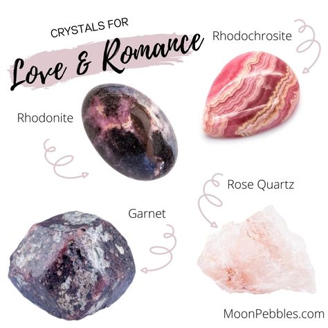 Crystals For Romance, Crystals For Couples, Rhodolite Meaning, Romance Crystals, Energy Stones Crystal Healing, Voodoo Witch, Crystals For Love, Rhodonite Crystal, Crystal Seashells