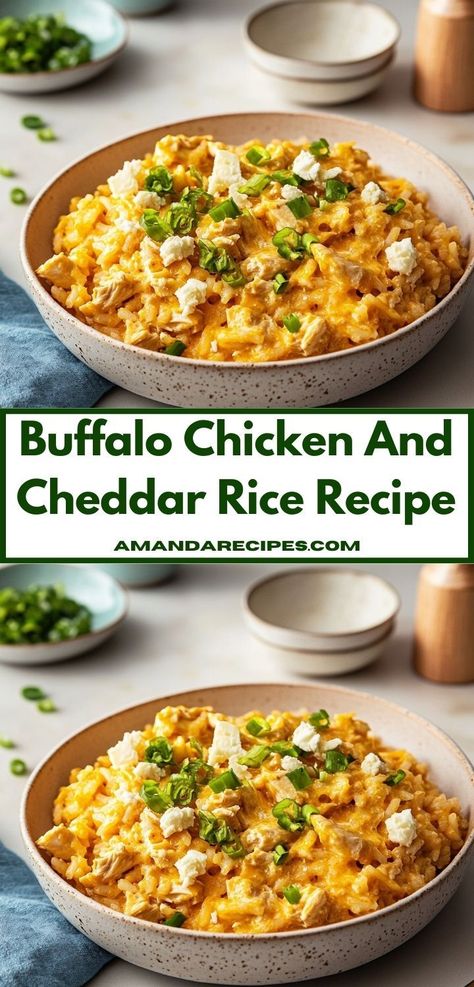 Need a quick weeknight meal? Discover this Buffalo Chicken and Cheddar Rice Recipe, which comes together in just 30 minutes. Perfect for busy evenings, it’s an easy casserole recipe that delivers big on taste. Buffalo Dinner Recipes, Buffalo Chicken Casserole Recipes, Buffalo Chicken And Rice, Buffalo Rice, Cheesy Rice Recipes, Buffalo Chicken Rice Bowl, Buffalo Chicken Rice, Cheddar Rice, Easy Casserole Recipe