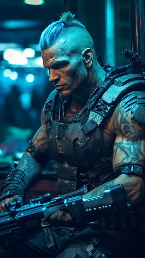 Cyberpunk Mercenary Male, Cyberpunk Warrior Male, Scifi Character Design Male Soldier, Cyberpunk Solo Art, Sci Fi Mercenary Character Design, Cyberpunk Prompts, Sci Fi Mercenary, Male Mercenary, Cyberpunk Png