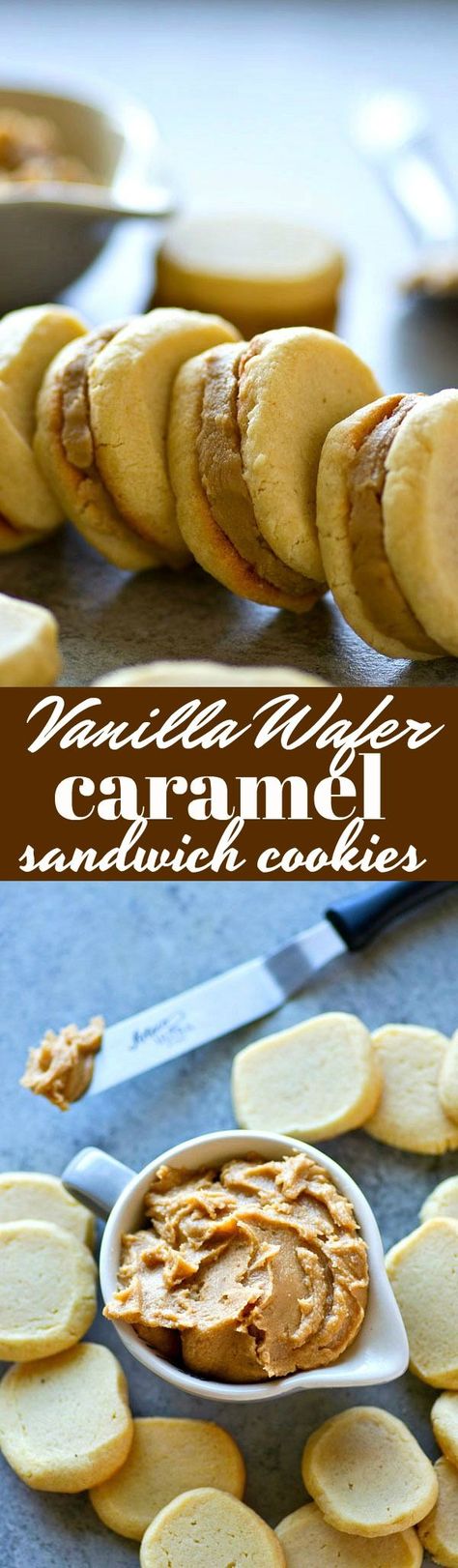 A rich caramel filling is sandwiched between classic homemade vanilla wafers and the combo is out of this WORLD! These vanilla wafer caramel sandwich cookies are a must try. Vanilla Wafer Sandwich Cookies, Wafer Sandwich Cookies, Homemade Vanilla Wafers, Caramel Sandwich Cookies, Caramel Recipe Easy, Creative Treats, Vanilla Wafer, Caramel Filling, Yummy Deserts