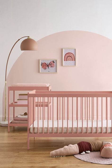 Create a comforting and cosy sleeping environment for your baby with the beautiful Nola Blush Pink 2 Piece Nursery Furniture Set. The blush pink hue is perfect for establishing a relaxing environment for your baby's nursery. Nola's minimal design, paired with its use of colour, produces a truly modern nursery set. The Nola 2 Piece Blush Pink Nursery Furniture Set includes a cot bed and changer. The Nola Cot Bed in blush pink will brighten up even the smallest nurseries. Nola is suitable for your Kids Room Blush Pink, Pink Baby Room, Baby Girls Room, Blush Pink Nursery, Twin Nursery, Blush Nursery, Mattress Base, Cot Bed Mattress, Relaxing Environment