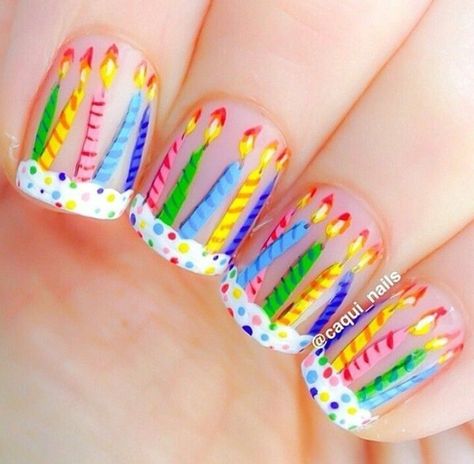 Birthday  Mani 21st Birthday Nails, Birthday Nail Art, Birthday Nail Designs, Birthday Nail, Colorful Nail, Her Nails, Birthday Nails, Cute Nail Designs, Nail Arts