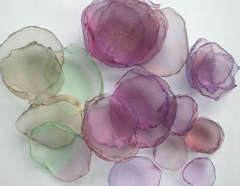 How to Make Fabric Flowers from Organza | Anjie's Blog Making Fabric Flowers, Organza Flowers, Ribbon Work, Silk Ribbon Embroidery, Ribbon Flowers, Ribbon Embroidery, Flower Tutorial, Fabric Jewelry, Diy Fabric