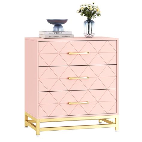 PRICES MAY VARY. 【PERFECT DESIGN】: This chest of drawers with a simple design The white finish, gold handles, and then adding concave and convex lines to the simple engineered wood panel, are perfect for multiple occasions like office, bedroom, and kitchen. Not only can be used as a clothing organizer/lingerie dresser, but also can be an accent storage cabinet for living room. It can easily match any interior style! 【DURABLE & STURDY】: This white dresser for bedroom is made of high quality certi Wood Dressers, Dresser Modern, Clothing Organizer, Pink Dresser, Dresser With Tv, Dresser Tv Stand, Dresser Wood, Chest Drawers, Modern Dressers