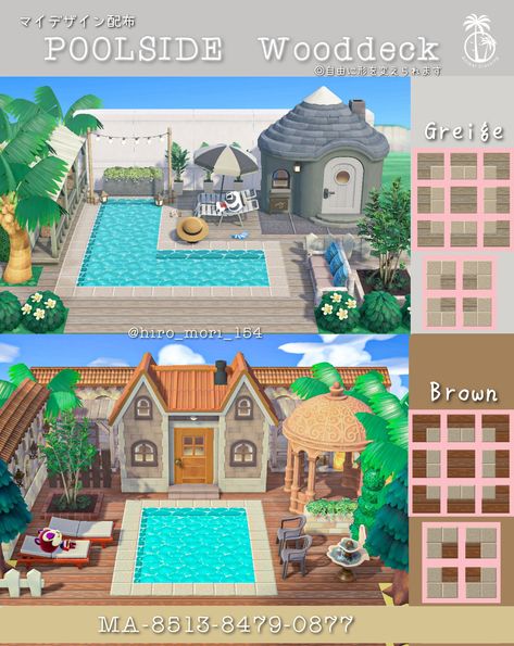 Acnh Pathing, Nintendo Switch Animal Crossing, Wooden Pool, Animal Crossing 3ds, Animal Crossing Guide, Acnh Design, Acnh Codes, Animal Crossing Wild World, Qr Codes Animal Crossing