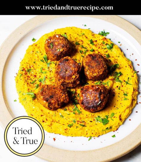 Easy Red Lentil Meatballs | Tried & True Recipes Lentil Meatballs, Tried And True Recipes, Cauliflower Puree, Vegan Substitutes, Pork Meatballs, Red Lentils, Meatball Recipe, Vegan Yogurt, Red Lentil