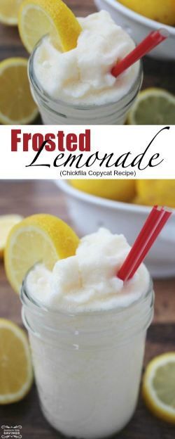 Frosted Lemonade Recipe! Easy Copycat Chickfila Lemonade Recipe! Frozen Desserts recipe for Summer! Chickfila Lemonade Recipe, Frosted Lemonade Recipe, Frozen Drink Recipes, Frosted Lemonade, Weight Watcher Desserts, Summer Drinks Alcohol, Frozen Lemonade, Lemonade Recipe, Low Carb Dessert