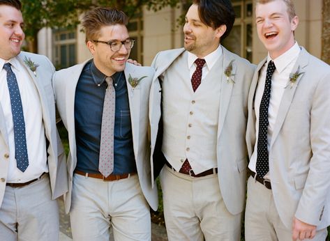 - Love Inc. Mag Mismatched Suit, Jeans Suspenders, Groomsmen Vest, Rustic Wedding Groomsmen, Rustic Wedding Backdrops, Top Wedding Trends, Wedding Party Outfits, Party Suits, Brunch Wedding