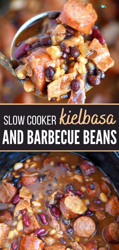 Chilly Recipe, Kielbasa Crockpot, Barbecue Beans, Crockpot Barbecue, Slow Cooker Kielbasa, Bbq Beans, Mom On Timeout, Crockpot Dishes, Easy Slow Cooker Recipes