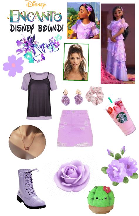 Watched Encanto and wanted to make this Disneybound to Isabela’s dress #disneybound #casualcosplay #isabelamadrigal #encanto #encantodisneybound #backtoschool #lilac #lavender #purple #floral #casual. Discover outfit ideas for everyday made with the shoplook outfit maker. How to wear ideas for Pink drink and Dior purple rose earrings Encanto Inspired Outfits, Encanto Outfit Ideas, Disneybound Outfits Rapunzel, Encanto Outfits, Encanto Disneybound, Encanto Costumes, Disneybound Outfits Summer, Isabela Madrigal Encanto, Disneybound Ideas