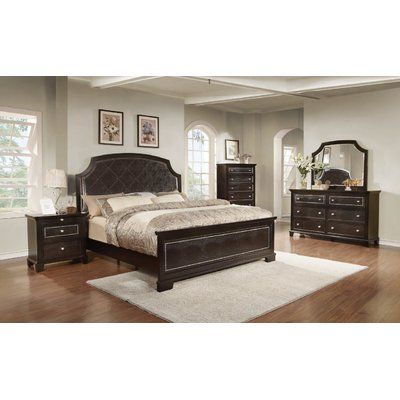 Everly Quinn Giuliano Upholstered Panel Bed Size: King Parks Furniture, Mirror Wall Bedroom, Leather Headboard, Upholstered Panel Bed, Upholstered Panels, Bedroom Night Stands, Bedroom Collection, Panel Bed, Modern Bed