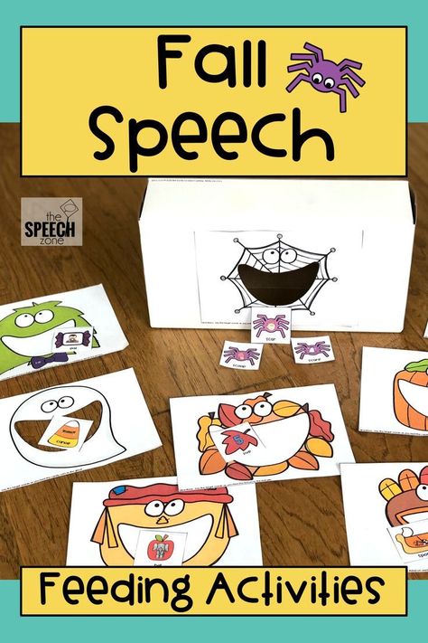 Kids love speech therapy feeding activities! This set of fun fall-themed feeding activities target both speech and language skills. Activities target s blends, k and g, f, and final consonant deletion as well as categories, pronouns, and synonyms and antonyms. Language Skills Activities, Kids Chess Set, Final Consonant Blends, Pediatric Speech Therapy, Final Consonant Deletion, Themed Speech Therapy, Early Childhood Education Activities, S Blends, Love Speech