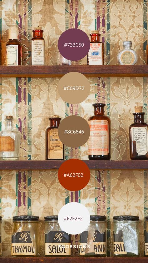 Get inspired with this gorgeous apothecary inspired color palette for your next DIY project Apothecary Color Palette, Red Color Palette, Vintage Colour Palette, Red Colour Palette, Palette Inspiration, Modern Color Palette, Nature Color Palette, Pastel Colour Palette, Brand Color Palette