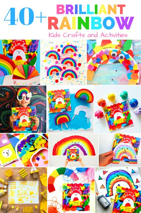 40+ BRILLIANT RAINBOW KIDS CRAFTS AND ACTIVITIES Rainbow Kids Crafts, Crafts For Children, Rainbow Activities, Crafts And Activities For Kids, Rainbow Crafts, Rainbow Theme, Kids Diy, Rainbow Kids, Rainbow Art