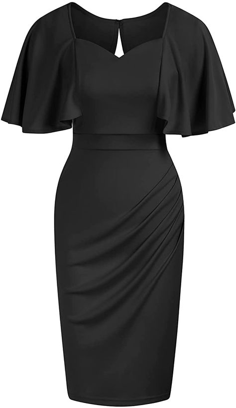 GRACE KARIN Elegant Women's Dress Midi Cocktail Dress Butterfly Sleeve Sweetheart Neck Party Dresses Knee Length Black L : Amazon.co.uk: Clothing Black Evening Dress Short Classy Knee Length, Black Party Dress Classy Knee Length, Elegant Black Cocktail Dress Classy, Bodycon Knee Length Dress Parties, Evening Dresses Short Classy, Bodycon Dress Classy, Black Cocktail Dress Classy, One Piece Dress Knee Length, Knee Length Dresses Formal