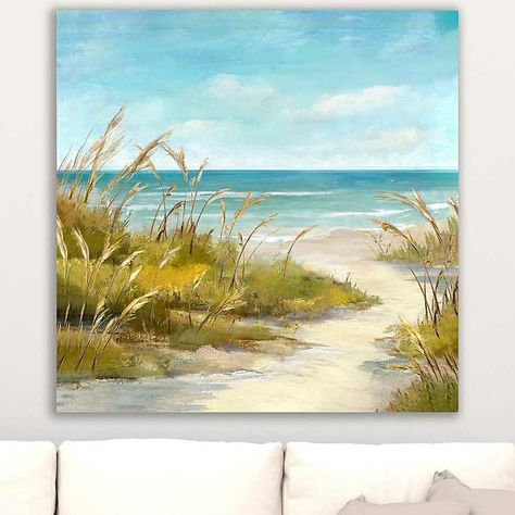 Paintings For Bathroom, Beach Paintings On Canvas, Beach Scene Painting, Tiny Canvas, Beach Paintings, Beach Art Painting, Cottage Art, Ocean Painting, Beach Painting