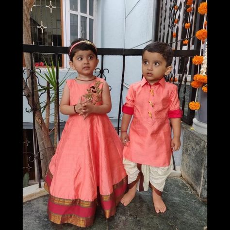 brother sister designer pink qurta with pink zardosi work lehenga. . To inquire whatsapp  91-8888328116 or ethnicdia@gmail.com Zardosi Work Lehenga, Twin Dresses, Combination Outfit, Mom Daughter Matching Dresses, Sis Bro, Family Dress, Girls Smocked Dresses, Zardosi Work, Baby Twins