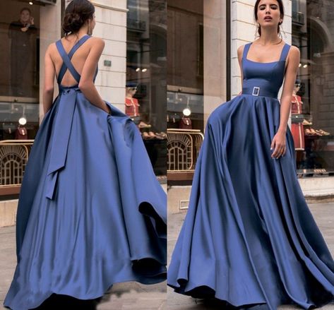 Blue Satin Dress Long, Prom Dress 2022, Tiktok Wedding, Blue Satin Dress, Organza Lace, Spring Wedding Guest, Formal Prom Dress, Dress 2022, Formal Ball Gown