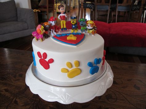 For my 4 year old - "Paw patrol is on a roll". With time constraints, this was a quick and easy cake to make with the cake toppers. Paw Patrol Easy Cake, Paw Patrol Diy Cake, Easy Paw Patrol Birthday Cake, Easy Diy Paw Patrol Cake, Easy Paw Patrol Cake, Ryder Cake Paw Patrol, Paw Patrol Monster Truck Cake, Digger Cake, Easy Cakes To Make