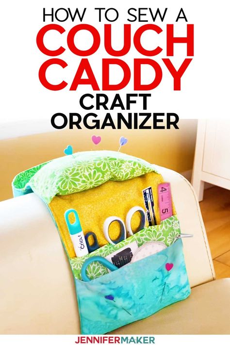 Cricut Organization, Couch Caddy, Sewing Tools Organizer, Jennifer Maker, Sewing Station, Sewing Caddy, Craft Organizer, Organization Storage, Work Diy